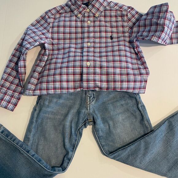 Polo Ralph Lauren Jeans and Plaid Button Down Shirt Size 3T - Picture 1 of 12